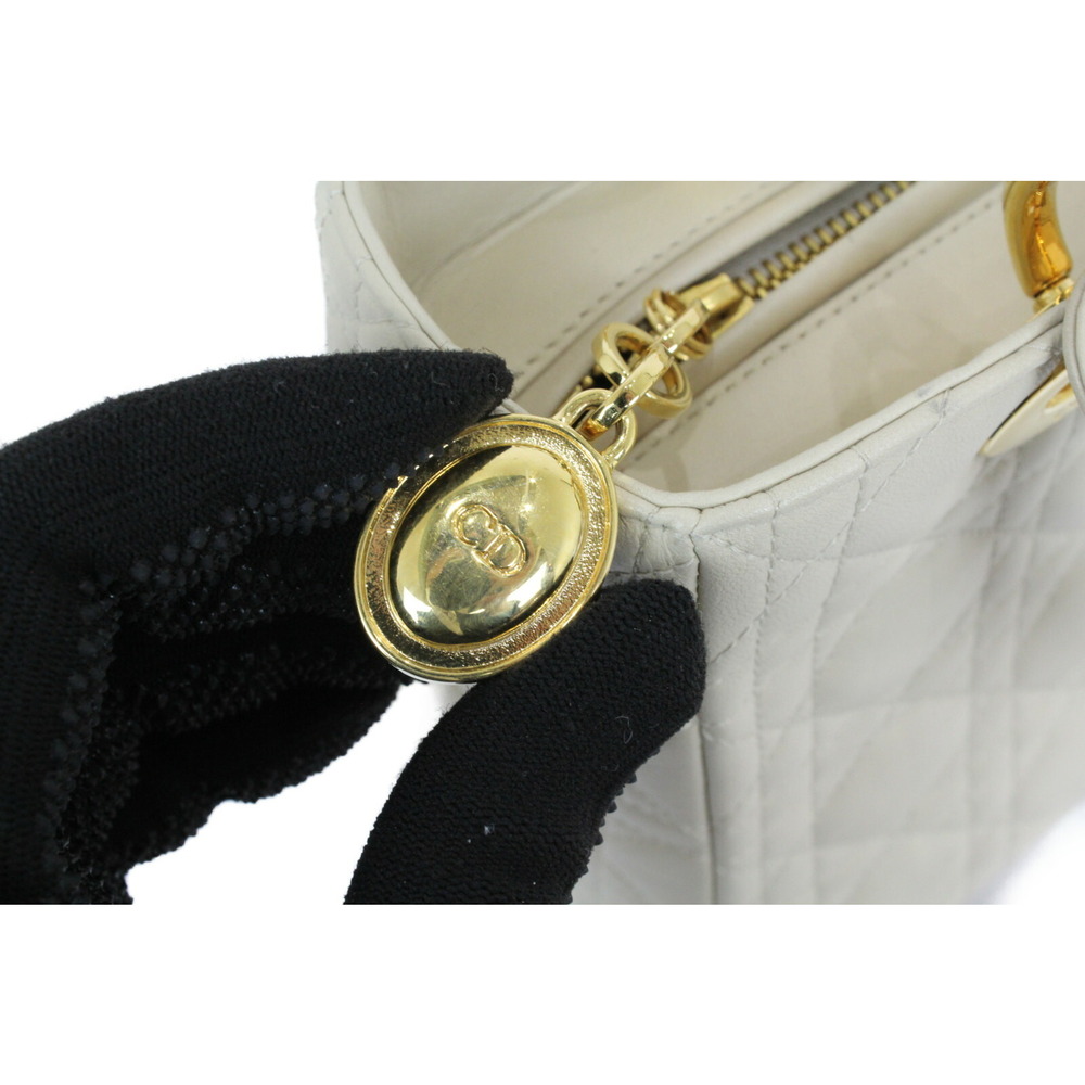 Christian Dior Lady Handbag Lambskin Beige Tan Yellow Leather - Picture 7 of 7